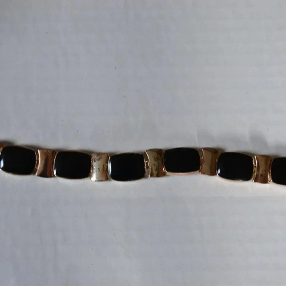 Goldtone and Black Enamel  Bracelet - Picture 1 of 4